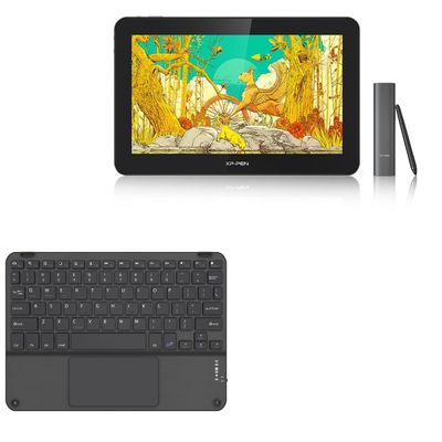 BoxWave Keyboard Compatible with XP-Pen Pro 16TP - SlimKeys Bluetooth Keyboard with Trackpad, Portable Slim TouchPad - Jet Black