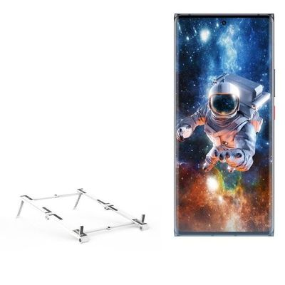 BoxWave Stand and Mount Compatible with ZTE Axon 50 Ultra - Pocket Aluminum Stand 3-in-1, Portable Multi Angle Viewing Riser - Metallic Silver