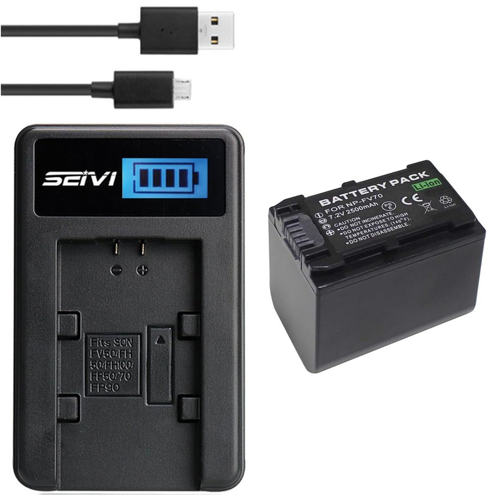 BnvxR Battery Pack + Charger for Sony HDR-CX370V, HDR-CX380, HDR-CX390 Handycam Camcorder