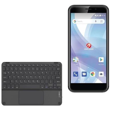BoxWave Keyboard Compatible with Cherry Mobile J6 Mini - SlimKeys Bluetooth Keyboard with Trackpad, Portable Slim TouchPad - Jet Black