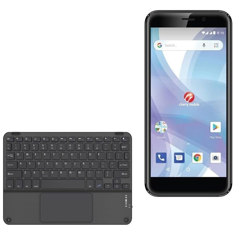 BoxWave Keyboard Compatible with Cherry Mobile J6 Mini - SlimKeys Bluetooth Keyboard with Trackpad, Portable Slim TouchPad - Jet Black