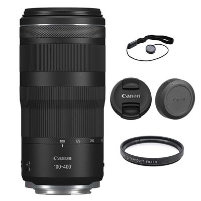 Canon RF 100-400mm f/5.6-8 is USM Lens with 67mm UV Filter and Lens Cap Keeper (3 Items)
