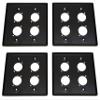 (4) Four Double Gang Blank Wall Plate for Four XLR Male or Female Panel Mount D Type BLACK Steel view 1