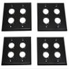 (4) Four Double Gang Blank Wall Plate for Four XLR Male or Female Panel Mount D Type BLACK Steel view 2