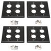 (4) Four Double Gang Blank Wall Plate for Four XLR Male or Female Panel Mount D Type BLACK Steel view 3