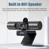 2K Webcam with Microphone, 2K 30 Frame Auto Focus USB Web Camera with Lens Cover, Dual Noise Reduction Mic PC Webcam, for Video Conference Studying Live Streaming view 2