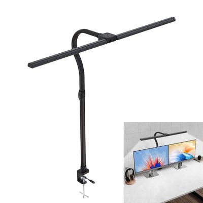 HYQFSAD Powerful Dual Source LED Desk Lamp, 24W Multifunctional LED Desk Lamp, Remote Control Switch Eye Caring Reading Light for Monitor Workbench Drafting Study (Size : Round)