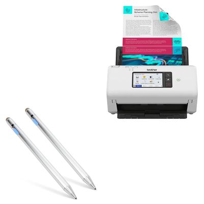 BoxWave Stylus Pen Compatible with Brother ADS-4700W - AccuPoint Active Stylus (2-Pack), Electronic Stylus with Ultra Fine Tip - Metallic Silver