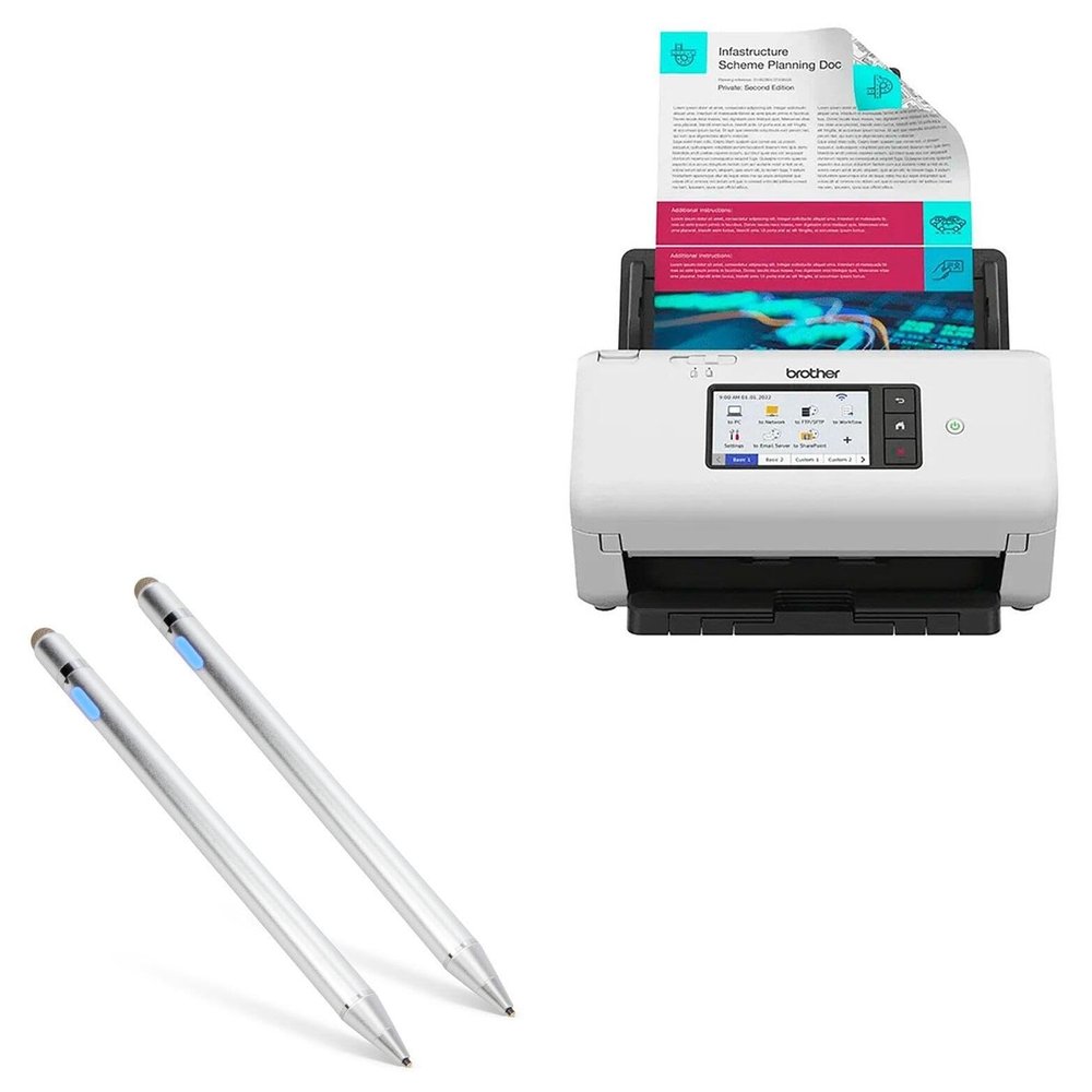 BoxWave Stylus Pen Compatible with Brother ADS-4700W - AccuPoint Active Stylus (2-Pack), Electronic Stylus with Ultra Fine Tip - Metallic Silver