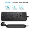 European Power Strip, Jumpso Universal Power Strip with 6 AC Outlets and 4 USB Ports, 110-240v, 3000w 6ft Extension Cord with EU Plug, Outlet Extender Plug Adapter for Overseas Travel Essentials view 2