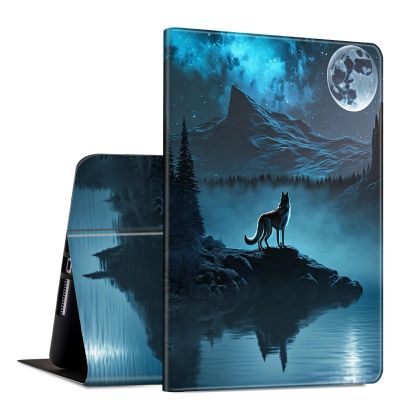 GFRGTFHYT for Kindle Scribe 10.2 inch Case 2022 Release PU Leather Slim Lightweight Multiple Angles Stand Smart Cover with Auto Wake/Sleep,Wolf Moon