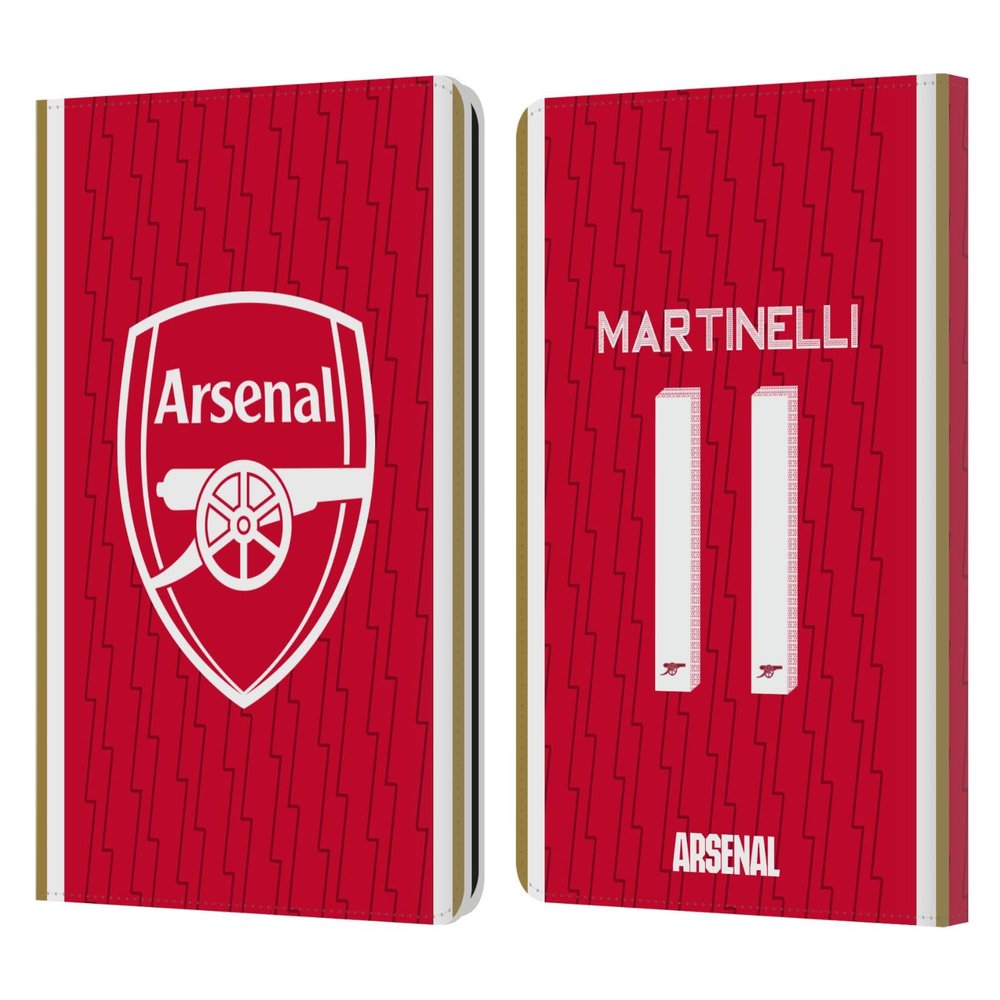 Head Case Designs Officially Licensed Arsenal FC Gabriel 2023/24 Players Home Kit Leather Wallet Case Compatible with Kindle Paperwhite 1/2 / 3