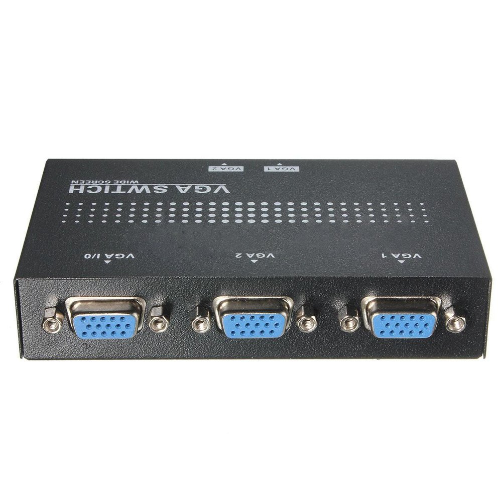 Geuxe 2 in 1 Out VGA VGA 2 Porte a Monitor Two Sources Manual Switch Splitter, black, 077280