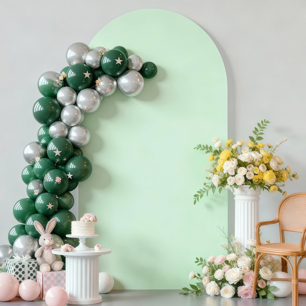 7.2FT Sage Green Arch Cover - Polyester Fitted Wedding Arch Stand Covers Round Top Chiara Arch Backdrop Cover for Birthday Party Banquet Photo Background Decoration