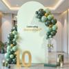 7.2FT Sage Green Arch Cover - Polyester Fitted Wedding Arch Stand Covers Round Top Chiara Arch Backdrop Cover for Birthday Party Banquet Photo Background Decoration view 4