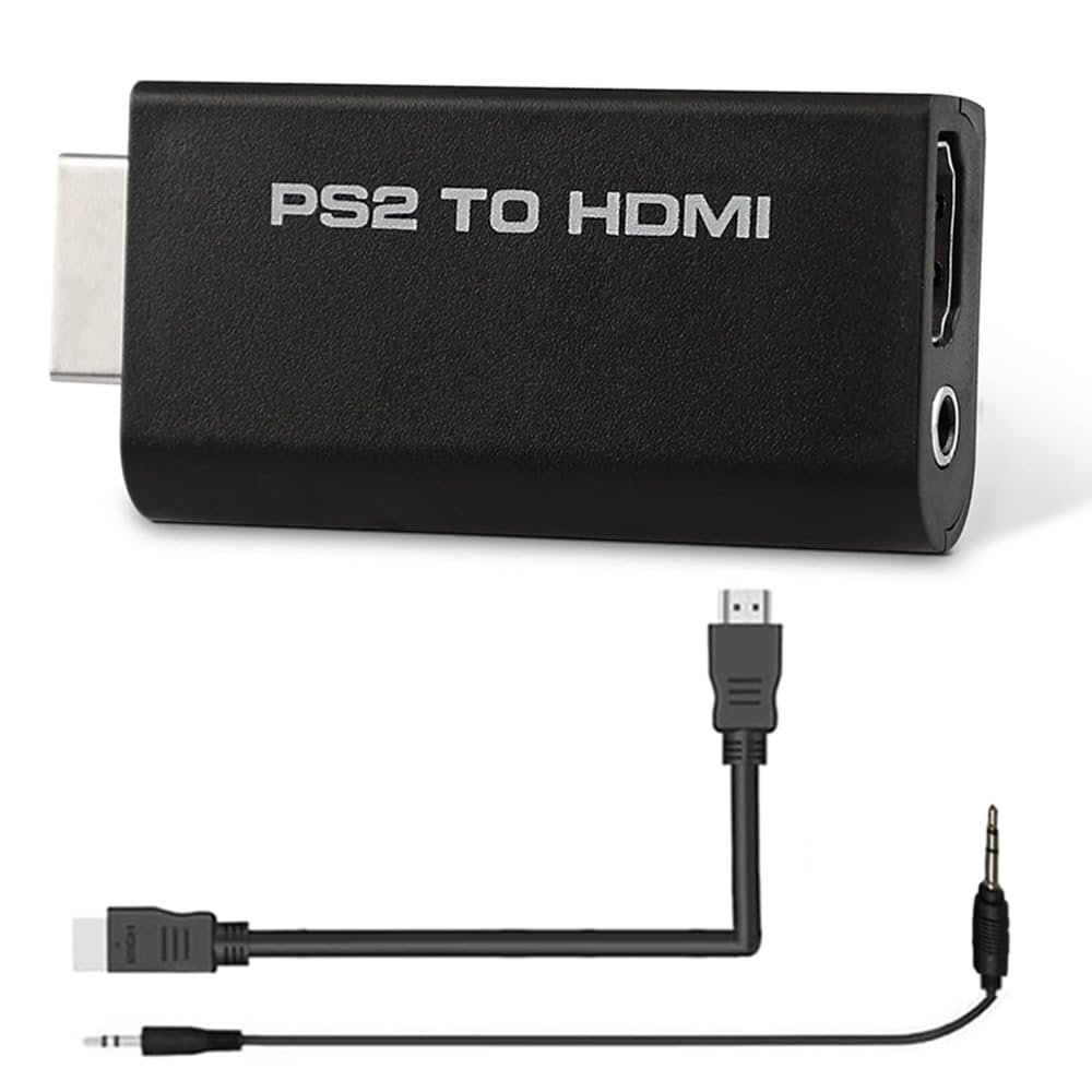 TIMEJONS PS2 to HDMI Converter, Supports 720p/1080p HDTV, Includes HDMI and 3.5mm Audio Cable