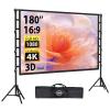 Outdoor Projector Screen with Stand: LEORFI 180 inch Projector Screen Portable, Indoor Projections Screen and Stand, Rear Front Movie Screen 16:9 4K Full HD,Support Height Adjustable for Home Theater view 1