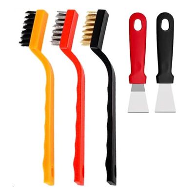 Hard Bristle Grout Cleaning Brush, Multifunctional Small Cleaning Tool for Kitchen Bathroom Tiles Window Groove 3pcs Brush 2pcs Clean Shovel