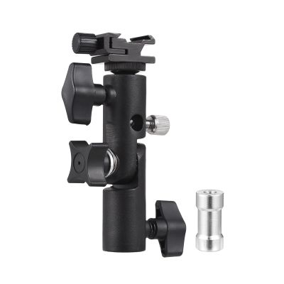 Andoer Camera Flash Mount Speedlite Swivel Bracket Flash Stand Bracket with Cold Shoe Mount 1/4 3/8 Inch Screw Hole Umbrella Mount Holder Flash Light for Camera DSLR Nikon Canon Pentax Olympus