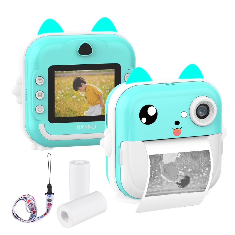 Andoer Kids Camera Instant Print, 4MP Kids Digital Camera Children Instant Print Camera with 2.4-inch IPS Screen Auto Focus Festival Birthday Gift with Card Reader 32GB Memory Card for Girls Boys