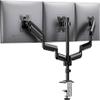 HUANUO Triple Monitor Mount for 13-27 inch Computer Screens, Gaming 3 Monitor Desk Mount with Arm Holds 19.8lbs, Triple Monitors Stand with Tilt, Swivel, Rotation, VESA 75x75, 100x100mm view 1
