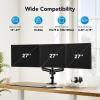 HUANUO Triple Monitor Mount for 13-27 inch Computer Screens, Gaming 3 Monitor Desk Mount with Arm Holds 19.8lbs, Triple Monitors Stand with Tilt, Swivel, Rotation, VESA 75x75, 100x100mm view 2
