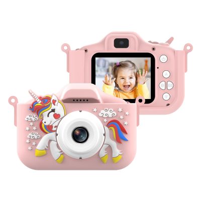 Andoer 1080P Cute Digital Camera Kids Camera 48MP HD Children Camera Kids Selfie Camera for Boys And Girls with 2.0-inch IPS Screen Dual Lenses Gift Festival Gift Great Gift for Kid Aged 3-12 Year Old