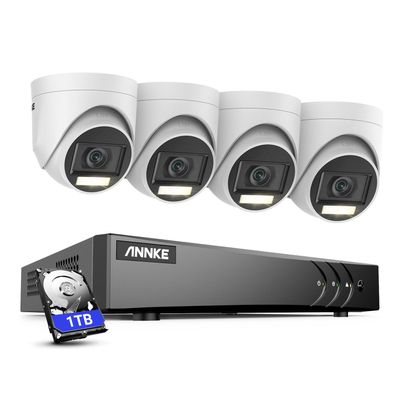 ANNKE 8CH Security Camera System, 8 Channel 3K Lite AI DVR Recorder with Human/Vehicle Detection, 4X 3K Wired IP67 Waterproof CCTV Outdoor Cameras with Smart Dual Light, One-Way Audio, 1TB Hard Drive