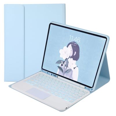 Keyboard Case for Samsung Galaxy Tab S7 FE / S7 Plus / S8+ / S8 Plus 12.4'', with S Pen Holder, 7 Color Backlit, Detachable Wireless Bluetooth Keyboard,Blue