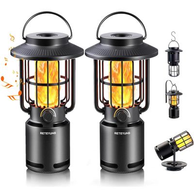 Outdoor Speakers Bluetooth Waterproof Patio,10W Wireless Portable LED Flame Light Speaker with Torch Atmosphere for Patio/Yard/Party/Camping Black,Gifts for Men Women Dads Moms(2 Pcs)