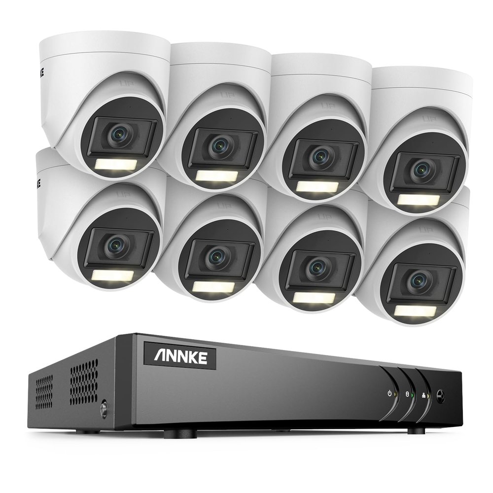 ANNKE 16CH Security Camera System, 5-in-1 3K Lite DVR Recorder with AI Human/Vehicle Detection, 8X 3K Wired IP67 Waterproof CCTV Outdoor Cameras with Smart Dual Light, One-Way Audio for Home, NO HDD