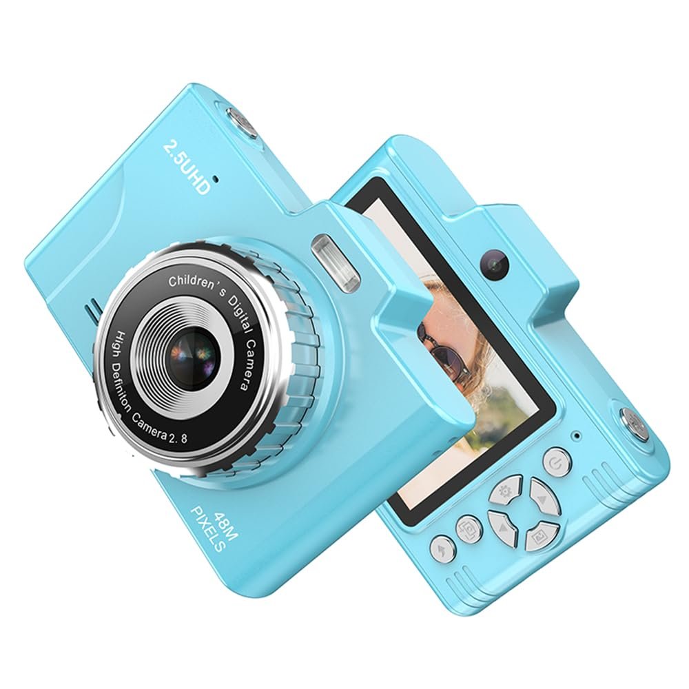 Andoer Digital Camera Portable Kids Camera 1080P Compact Camera 48Mp Dual Lenses 8 Optical Zoom Mini Ccd Camera with 2.8-Inch Tft Screen Great Gift for Boy Girl Kid Adult Teenager Student