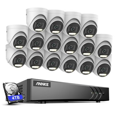 ANNKE 16CH Security Camera System, 5-in-1 3K Lite DVR Recorder with AI Human/Vehicle Detection, 16X 3K Wired IP67 Waterproof CCTV Outdoor Cameras with Smart Dual Light, One-way Audio for Home, 4TB HDD