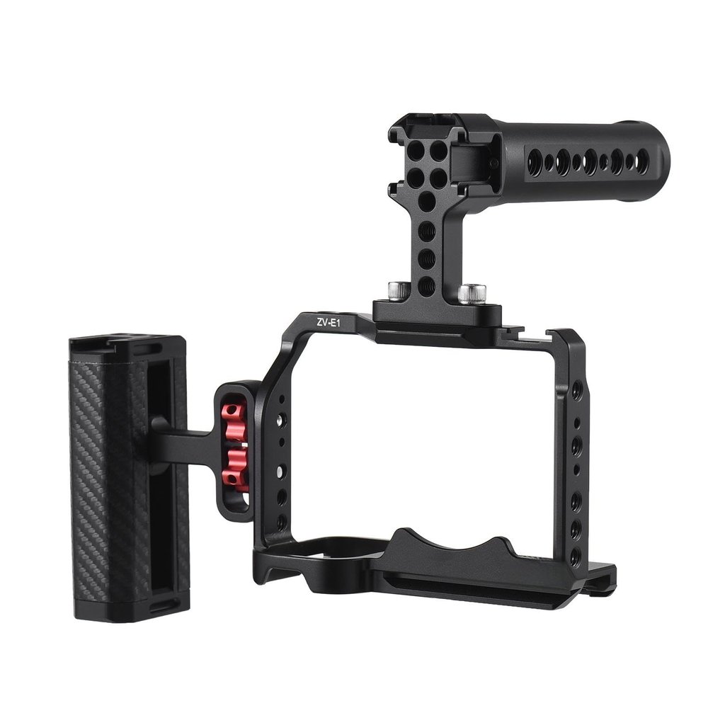 Andoer Camera Cage Aluminum Alloy Camera Video Cage with Cold Shoe Mounts Numerous 1/4 Inch Threads Replacement for Sony ZV-E1 Camera
