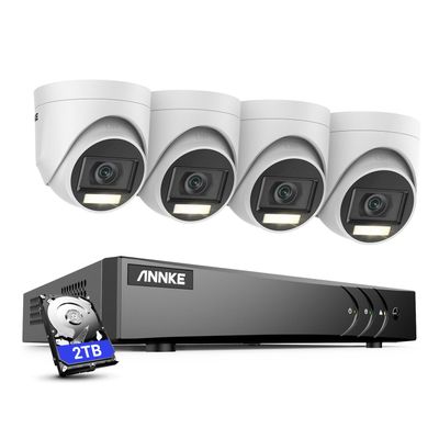 ANNKE 16CH Security Camera System, 5-in-1 3K Lite DVR Recorder with AI Human/Vehicle Detection, 4X 3K Wired IP67 Waterproof CCTV Outdoor Cameras with Smart Dual Light, One-Way Audio for Home, 2TB HDD