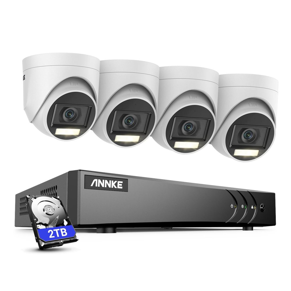ANNKE 16CH Security Camera System, 5-in-1 3K Lite DVR Recorder with AI Human/Vehicle Detection, 4X 3K Wired IP67 Waterproof CCTV Outdoor Cameras with Smart Dual Light, One-Way Audio for Home, 2TB HDD