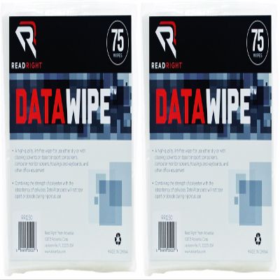Read Right DataWipe Cleaning Pads, 6 x 6 Inch, 75 Wipes per Bag (RR1250) (Pack of 2)
