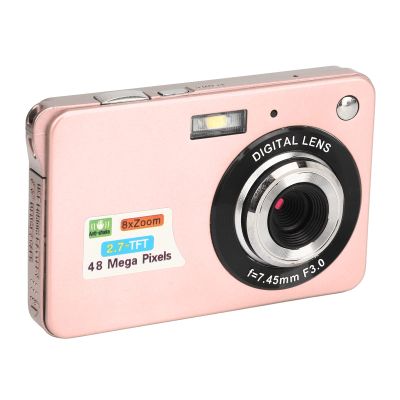 JEOZBM 4K Digital Camera, 48MP 8X Zoom Anti Shake Pocket Digital Point and Shoot Camera, Vlogging LCD Compact Small Camera for Kids Boys Girls(10cm-Rose)