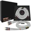 WORLDS BEST CABLES 6 Foot Ultimate - 7 AWG - Ultra-Pure OFC  Extra Premium Audiophile HiFi Bi-Wire Speaker Cable Pair with Eminence Gold Banana Plugs & Silver Tweed Jacket view 1