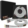 WORLDS BEST CABLES 12 Foot Ultimate - 7 AWG - Ultra-Pure OFC  Extra Premium Audiophile HiFi Bi-Wire Speaker Cable Pair with Eminence Gold Spade (x2) & Banana (x4) Plugs & Silver Tweed Jacket view 1