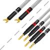 WORLDS BEST CABLES 12 Foot Ultimate - 7 AWG - Ultra-Pure OFC  Extra Premium Audiophile HiFi Bi-Wire Speaker Cable Pair with Eminence Gold Spade (x2) & Banana (x4) Plugs & Silver Tweed Jacket view 4