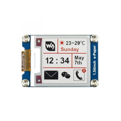 1.54inch E-Paper E-Ink Display Module (B) Compatible with Raspberry Pi 200x200 Resolution Three-Color with Embedded Controller Communicating Via SPI Interface Supports Partial Refresh