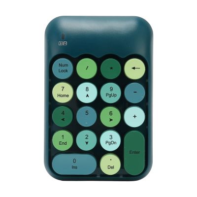 PenRux 2.4GHz Retro Color Numeric Keypad, 18 Keys Mini Number Keyboard with USB Receiver, Portable Financial Accounting Keyboard Extensions for Laptop (Dark Green Color)
