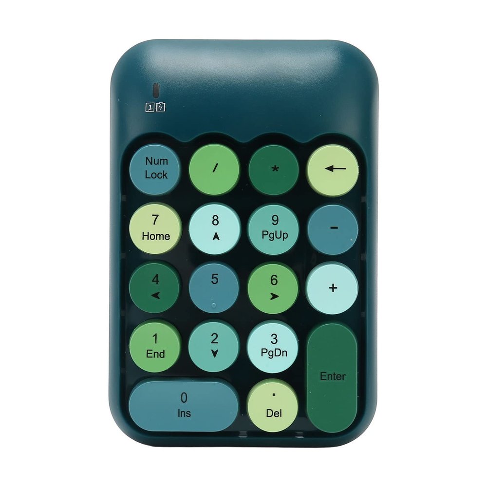 PenRux 2.4GHz Retro Color Numeric Keypad, 18 Keys Mini Number Keyboard with USB Receiver, Portable Financial Accounting Keyboard Extensions for Laptop (Dark Green Color)