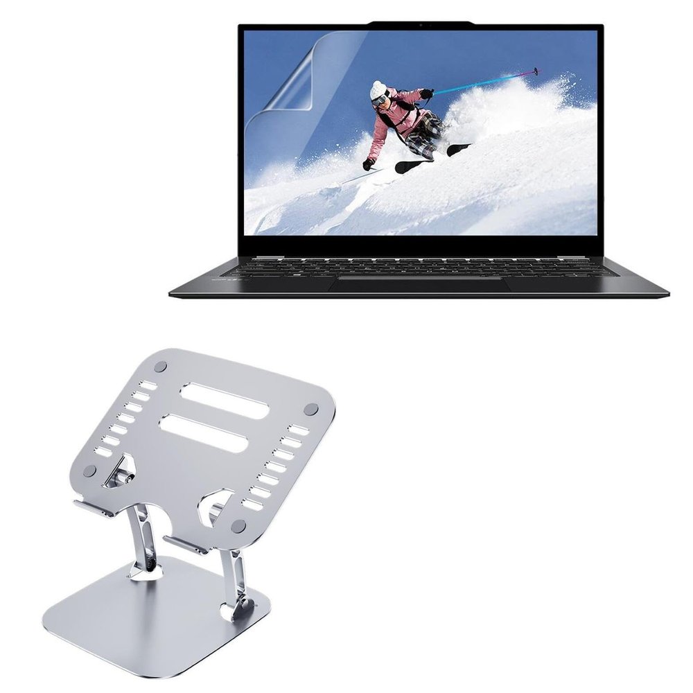 BoxWave Stand and Mount Compatible with Chuwi LarkBook - Executive VersaView Laptop Stand, Ergonomic Adjustable Viewing Angle Metallic Riser - Metallic Silver