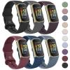 Tobfit 6 PACK Sport Bands Compatible with Fitbit Charge 5 Bands for Women Men, Soft Silicone Waterproof Straps Replacement Wristbands Compatible for Fitbit Charge 5 Watchband,Small, Black/Dark view 1