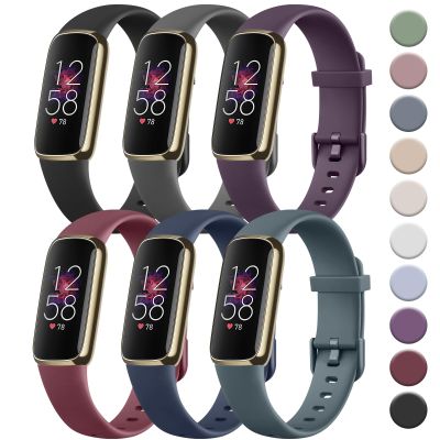 Tobfit 6 PACK Sport Bands Compatible with Fitbit Luxe Bands for Women Men, Soft Silicone Waterproof Straps Replacement Wristbands Compatible for Fitbit Luxe Watch Band,Large, Black/Dark Grey/Dark