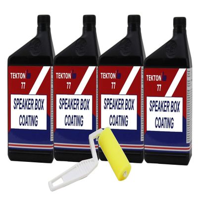 Speaker Cabinet Paint; Speaker Box Coating for Road Cases, Speaker Grills, Paint for Speaker Box; Roll-On Water Based Formula (4 Quarts +1 Roller) Gray
