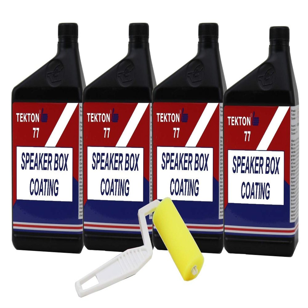 Speaker Cabinet Paint; Speaker Box Coating for Road Cases, Speaker Grills, Paint for Speaker Box; Roll-On Water Based Formula (4 Quarts +1 Roller) Gray