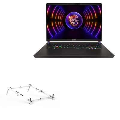 BoxWave Stand and Mount Compatible with MSI Vector GP78 HX - Pocket Aluminum Stand 3-in-1, Portable Multi Angle Viewing Riser - Metallic Silver
